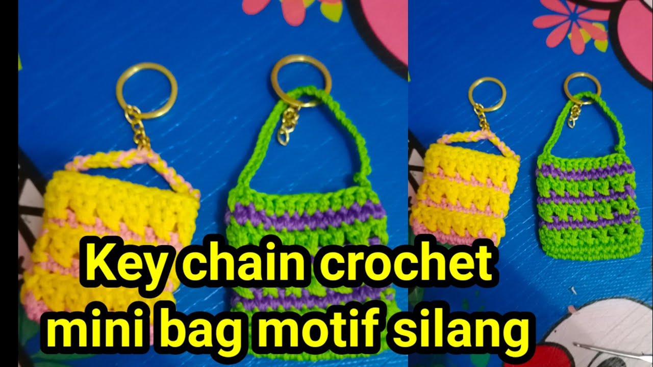 Key chain //Gantungan kunci rajut //easy crochet #minibag motif silang