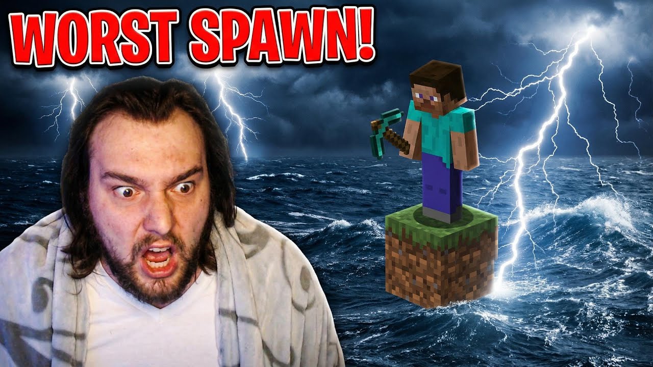 I'd go with "This Impossible Minecraft Spawn BROKE ME ⛈️".