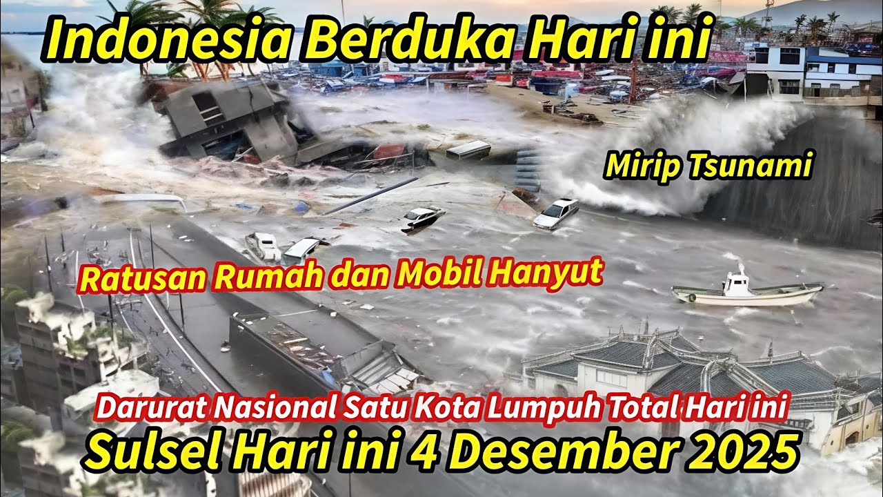 Indonesia berduka 4 Desember 2025: banjir dahsyat mirip tsunami bantaeng, rumah dan mobil Hanyut