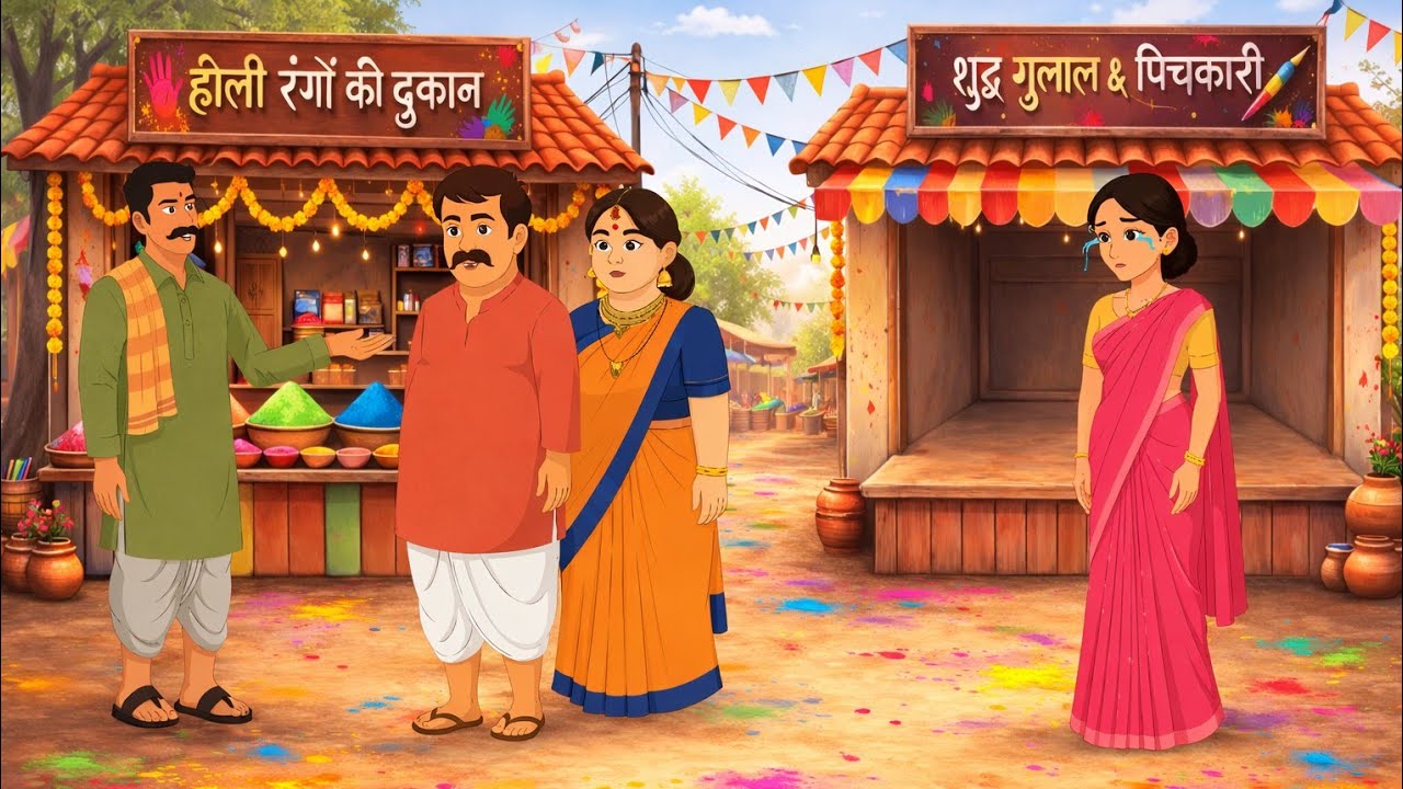 तपस्वी के जादुई रंग और गरीब मां - बेटे की होली | Holi Special | Animation Story | Magical Story|
