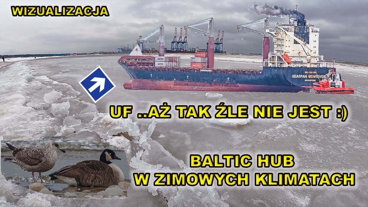 Baltic Hub w zimowych klimatach.Zatoka powoli zamarza.
