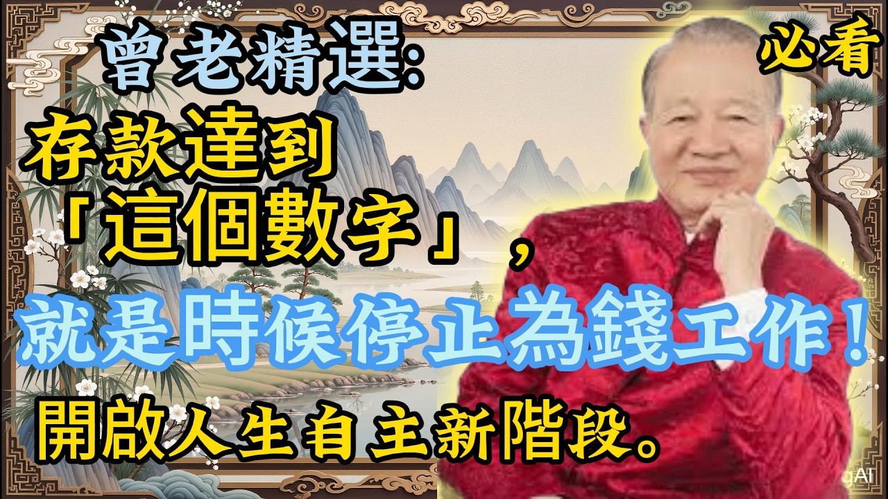 曾仕強提醒：打工人的「財務自由線」！存款一到這數字，請果斷停下，換一種人生。