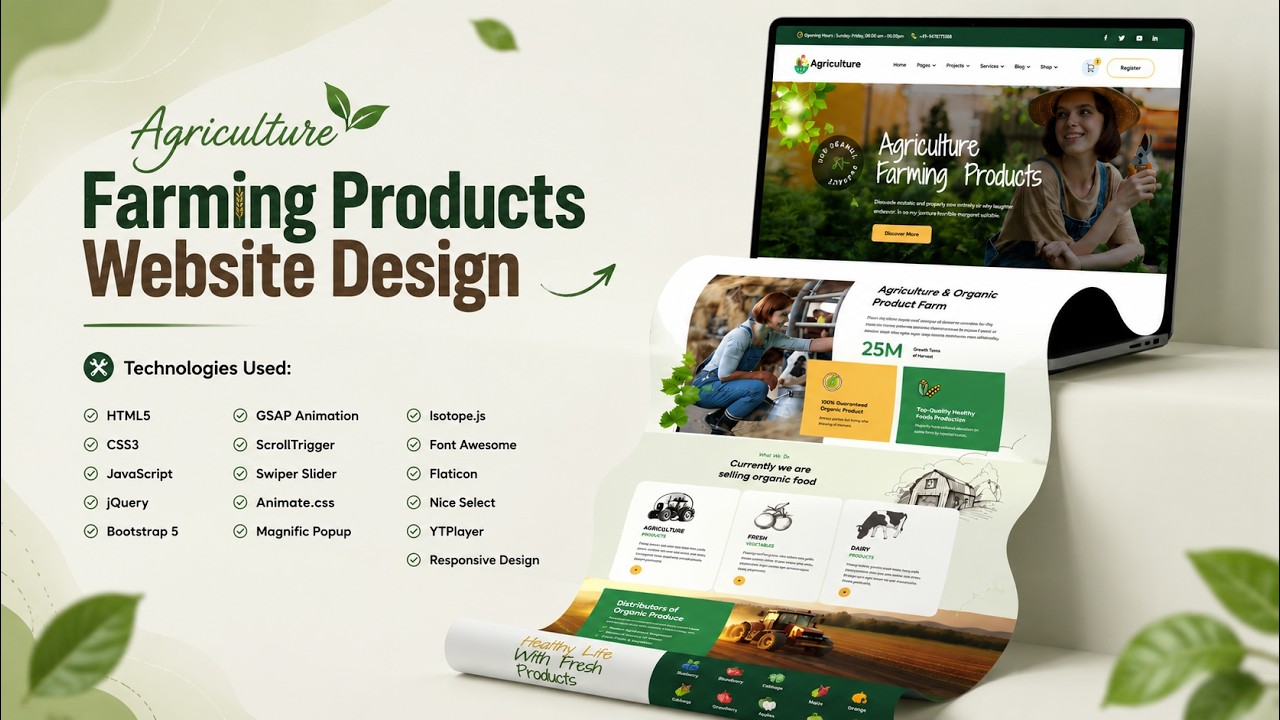 Modern Agriculture Website Project 2026  | HTML CSS JavaScript