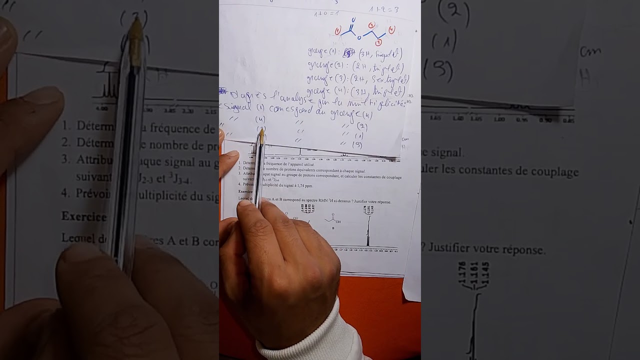 TD RMN H Intégration, Multiplicité, Nombre de voisins, Constante de couplage 🚨🚨🚨🚨😊