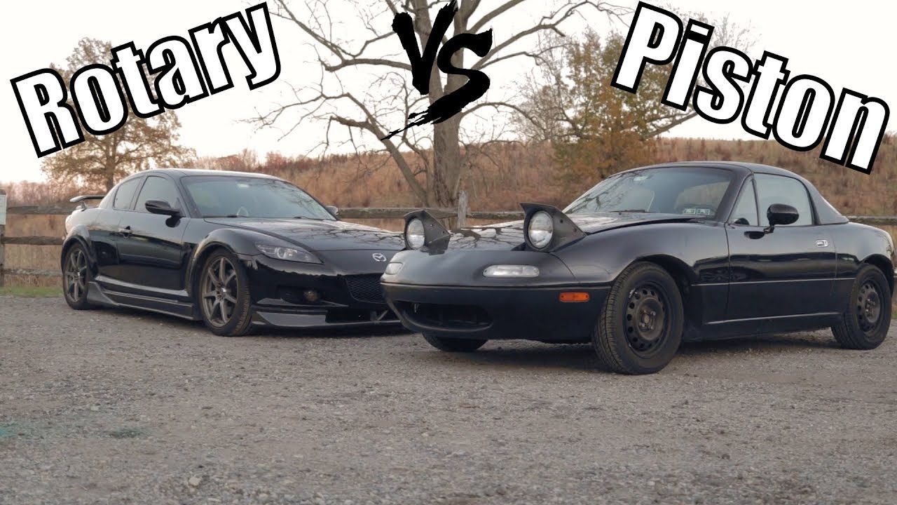 Mazda Rotary vs Piston Exhaust Sound (RX8 vs Miata)