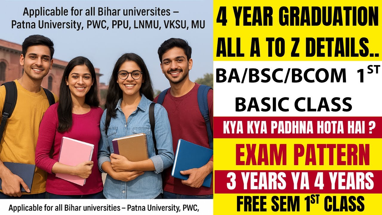What do you have to study in every semester of 4 year graduation? BA BSc BCom 4 year course in Bihar