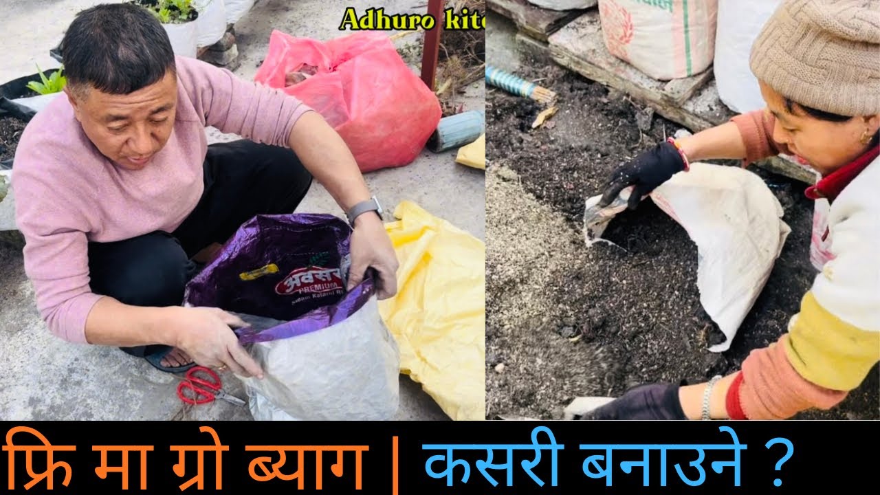 घरैमा ग्रो ब्याग कसरी बनाउने // Easy way to make grow bags