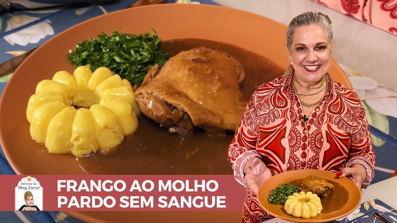 Receita de Frango ao Molho Pardo sem sangue | Délicias da Meg - Meg Zarur