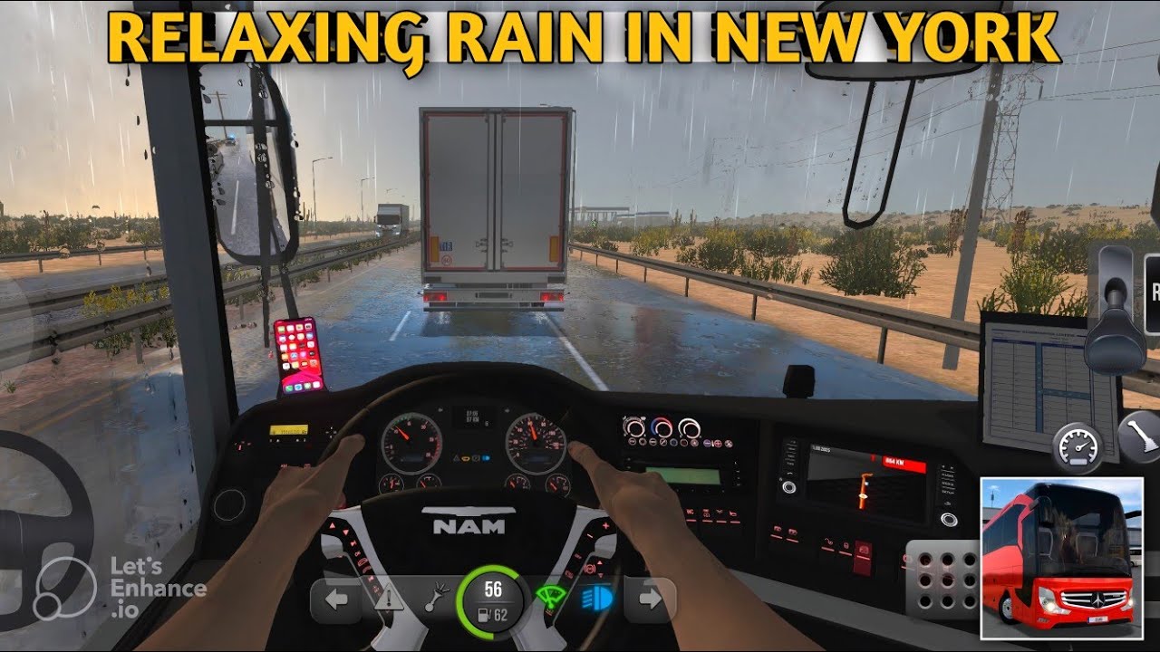 Bus Simulator Ultimate Gameplay | Drive The MAN Lions Coach 20 Bus In Relaxing Rain In New York