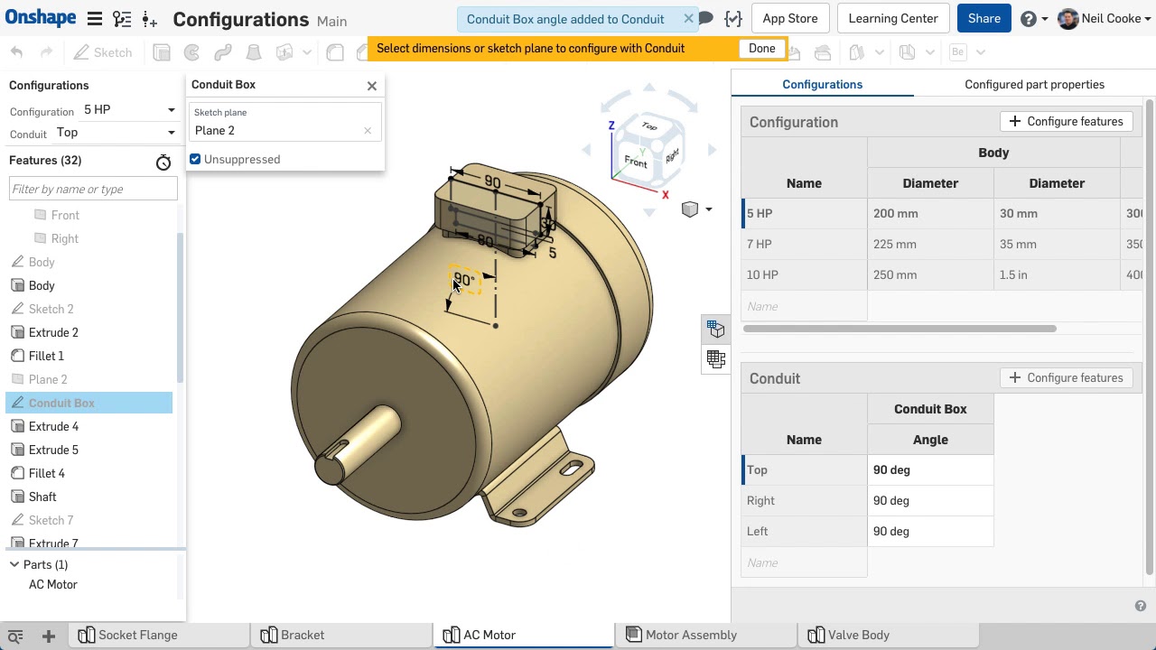 Configurations | What's New in Onshape - January 2, 2018