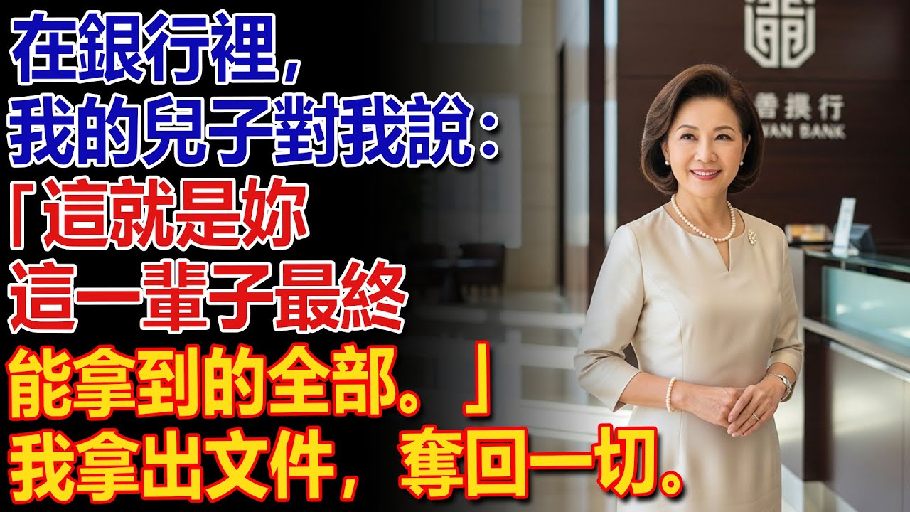 😒💸 在銀行裡，兒子冷笑著說：📑「這就是你能拿到的全部錢。」我慢慢拿出文件。