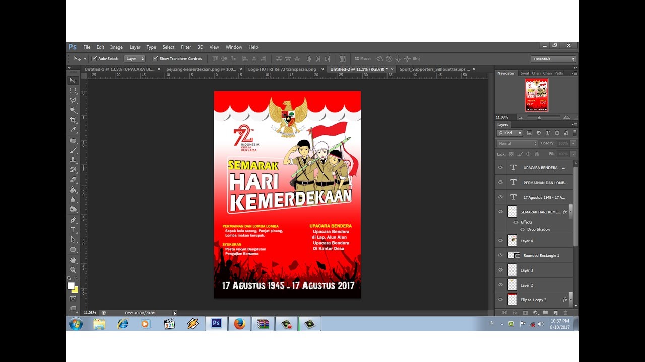 cara mudah desain poster 17 agustus dengan photoshop