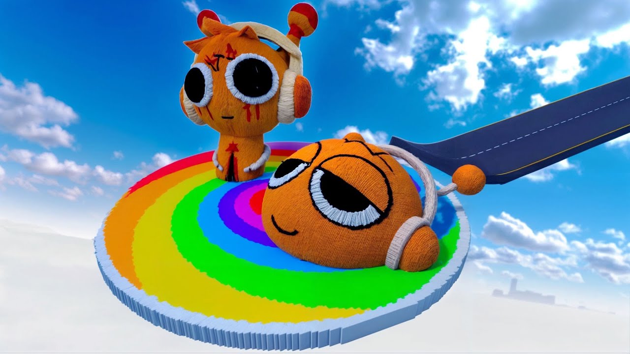Horror Sprunki & Sprunki Head Cars vs Rainbow Circle Pit in Teardown