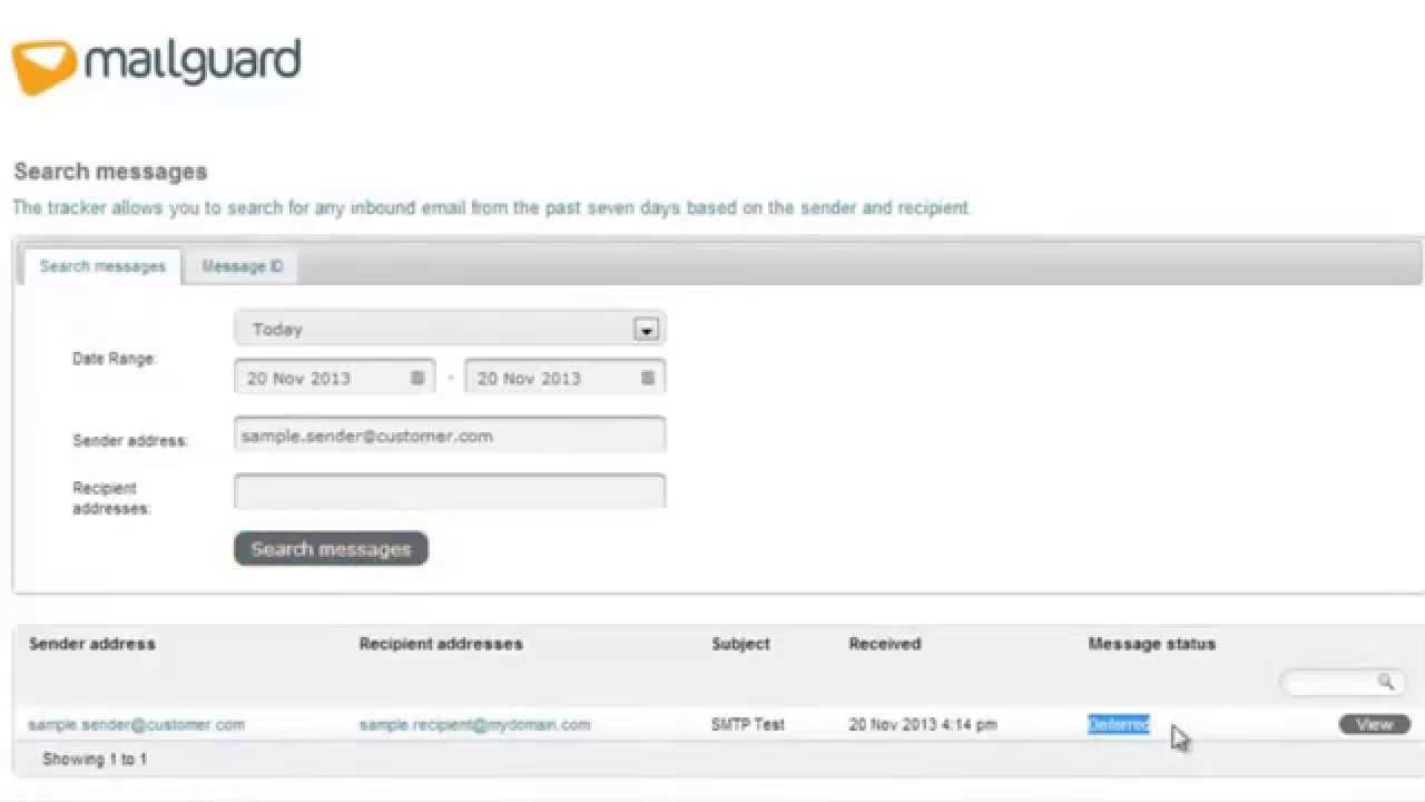 MailGuard Managed Console - How to use 'Email Tracker'
