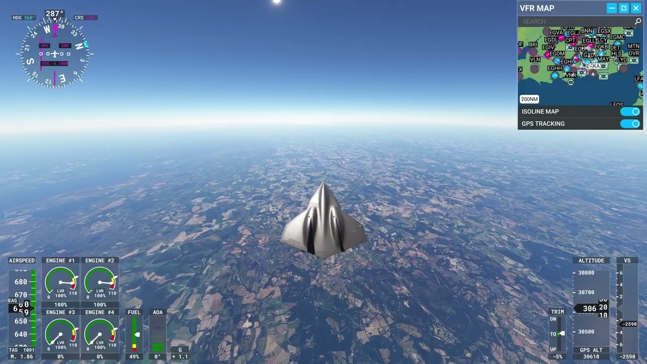 MSFS 2020 Darkstar from Shoreham to Atlanta (9070XT)