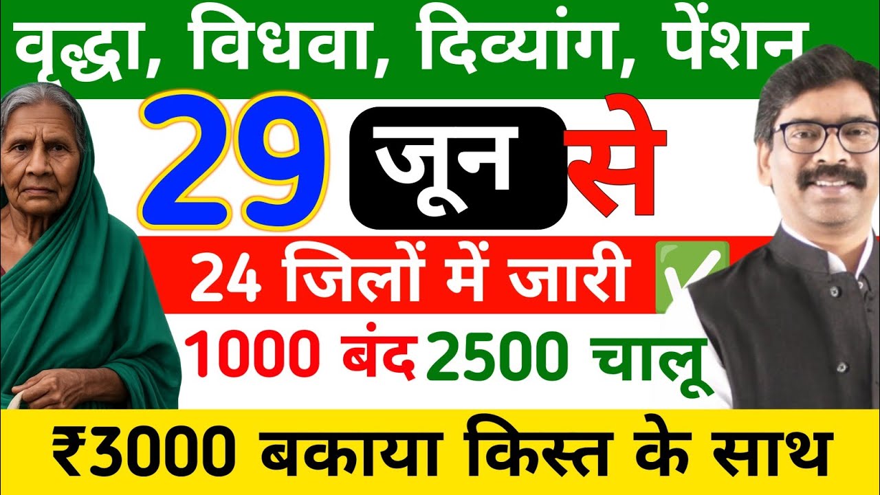 🚨 Jharkhand Old Age, Widow, Disability Pension | ₹1000 Stopped ❌ ₹2500✅ Started | June 28 Pension...
