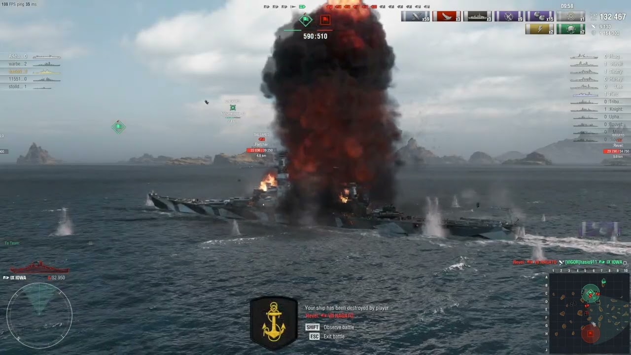 World of Warships IX IOWA EPIC EXPLOSIONMASSIVE Carrier