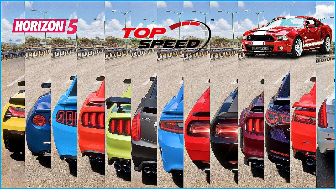 Forza Horizon 5 - Top 16 Fastest Modern Muscle Cars Acceleration & Top Speed Battle