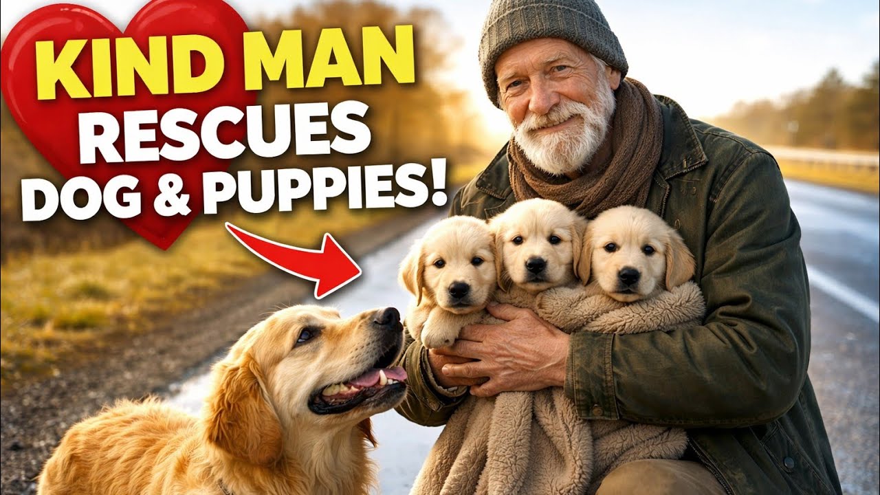 Kind Man Rescues Abandoned Dog and Her Puppies – A Story That Will Melt Your Heart