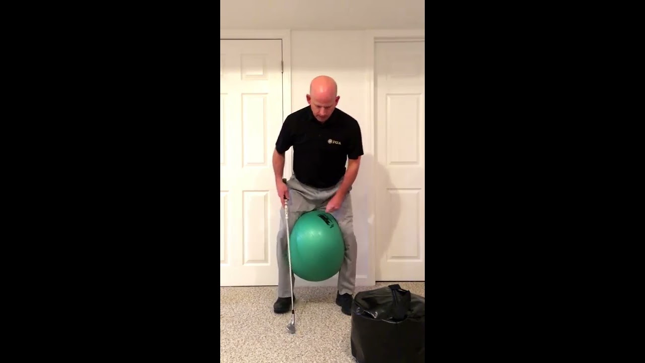 Golf Drills - Full swing into Impact Bag w/ Swiss Ball from Chris Welch (Zenolink) PST