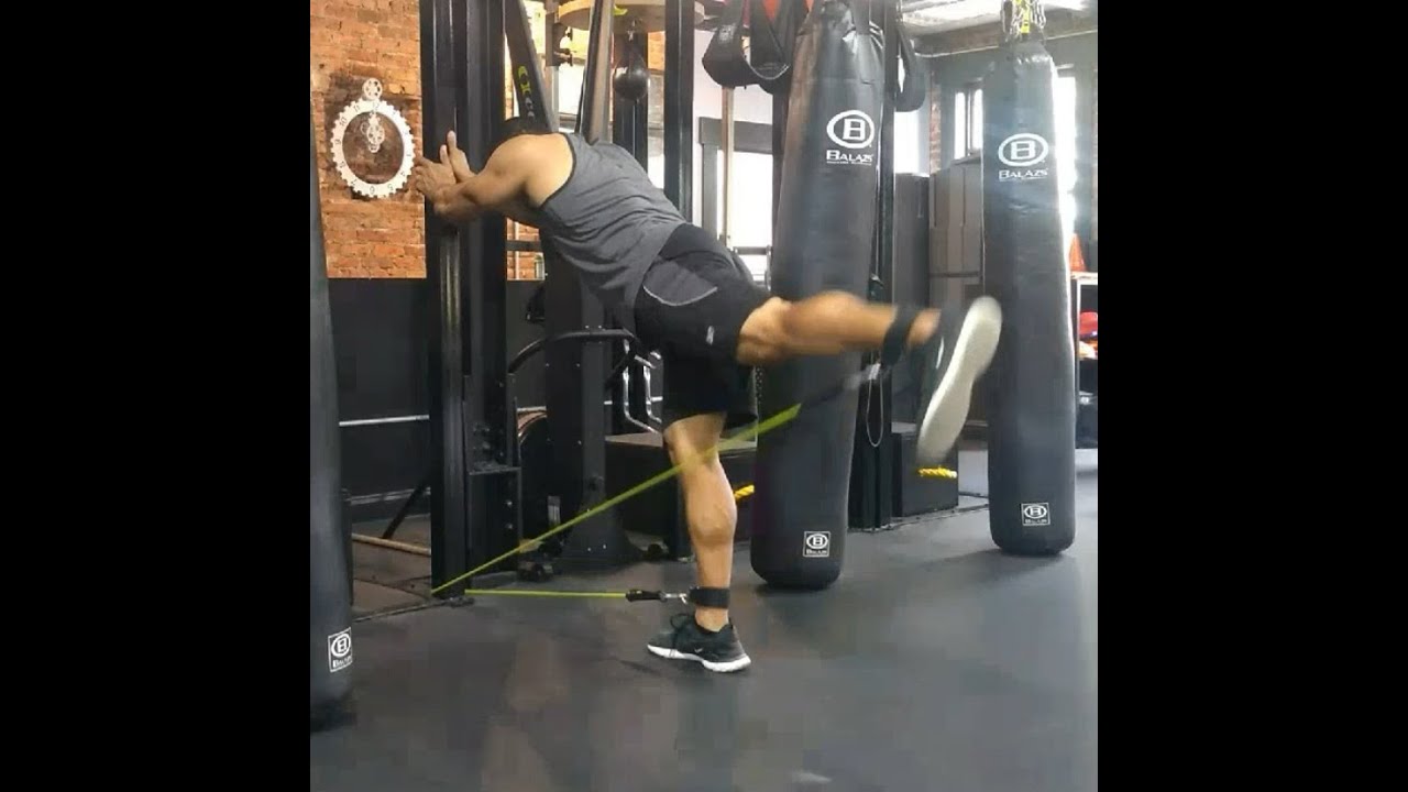 Straight Leg Glute Kickback - w/Resistance Band