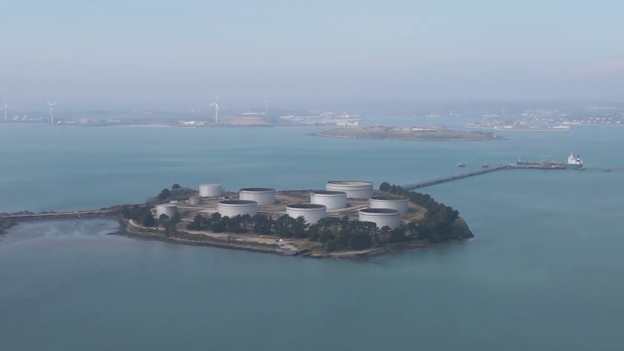 Cork beg oil terminal drone view