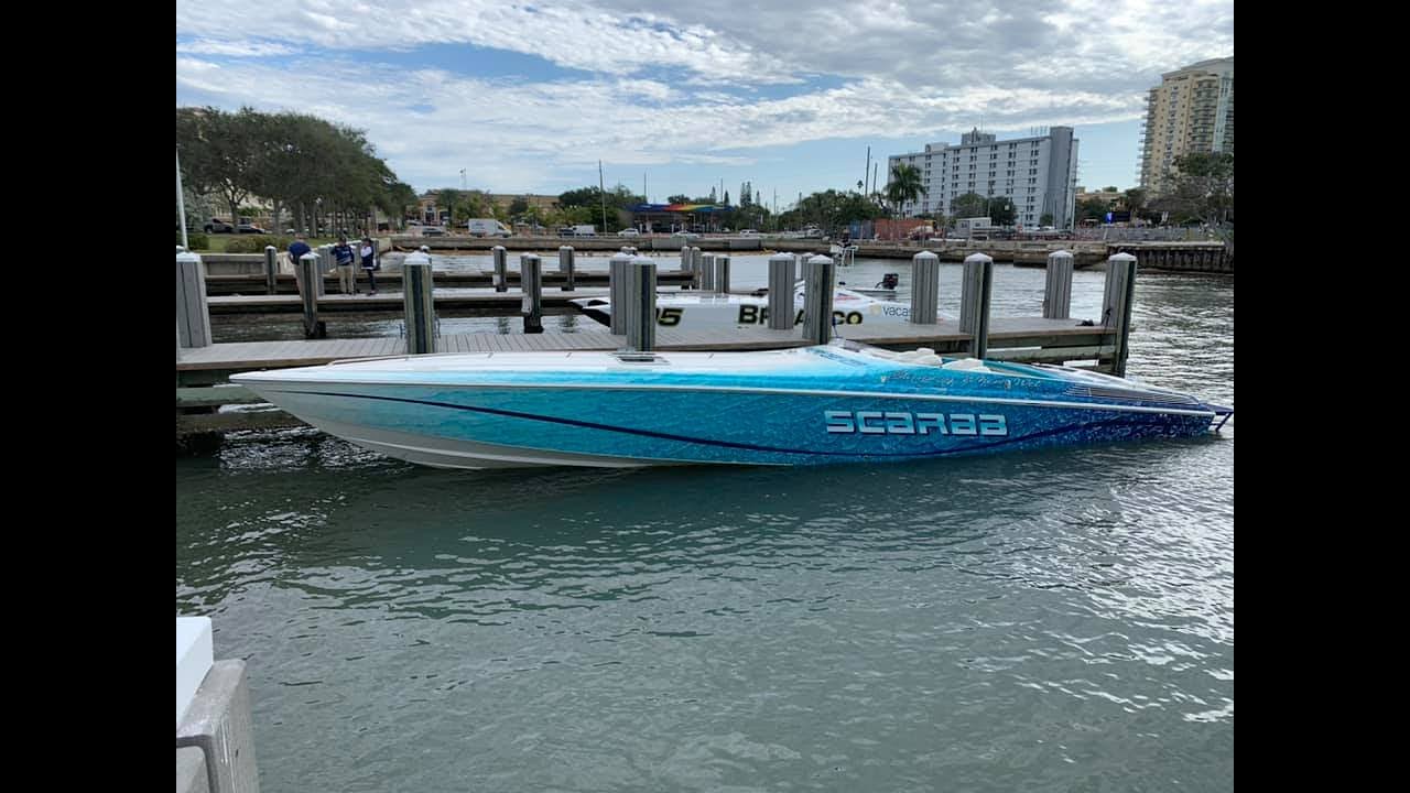 43' Scarab AVS & BROADCO MTI Race Cat FlyBy