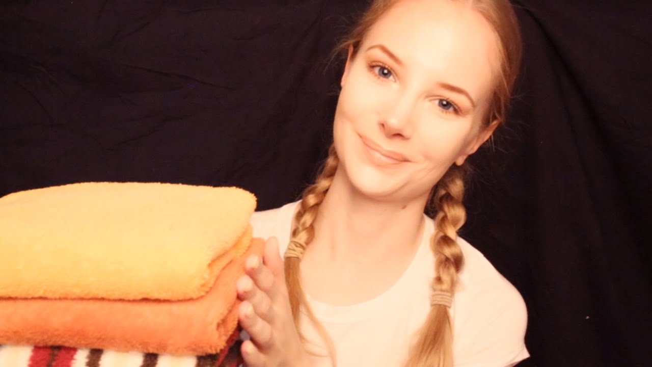 Relaxing Towel Folding ASMR / Soft Spoken, Fabric Sounds, Scissors Cutting