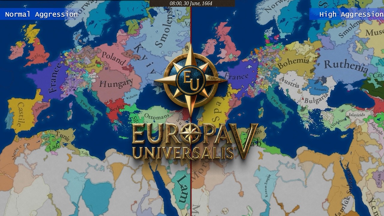 EU5 1.1 Normal vs High Aggression | Double Timelapse