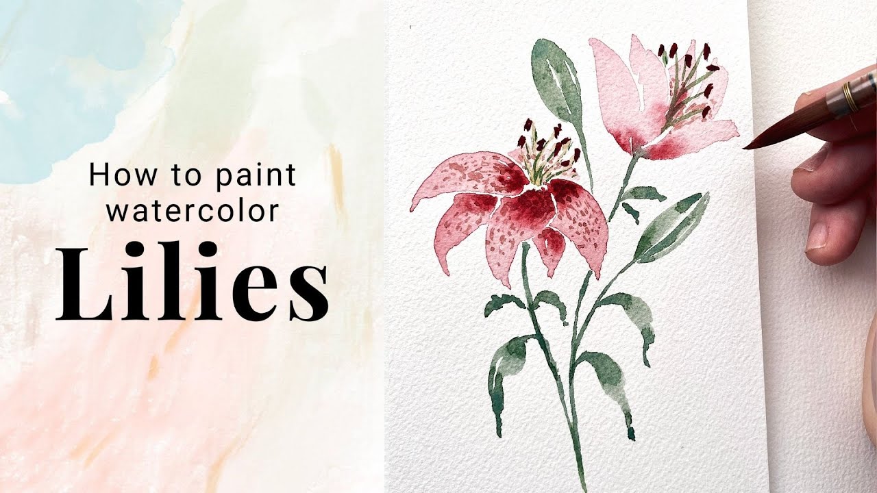 How to paint watercolor Lilies - watercolor flower tutorial - day 30