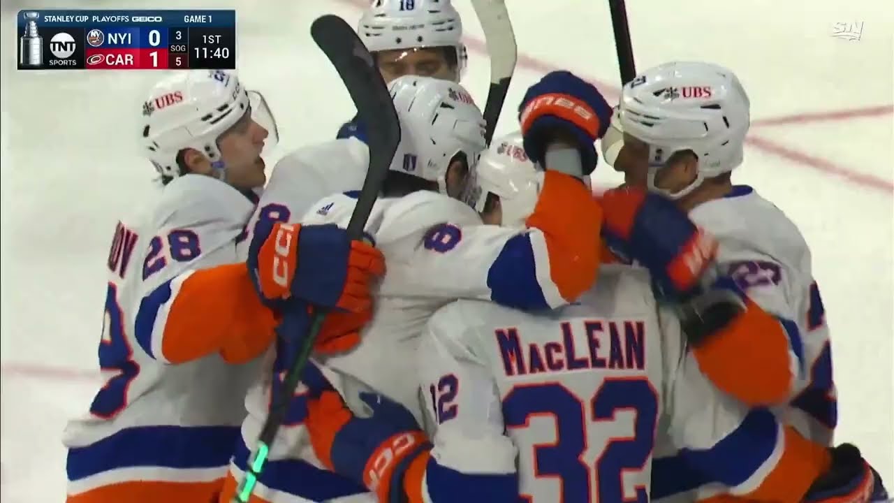 Kyle MacLean Scores to make it 1-1 Gm 1 of the Islanders and the Hurricanes 2024 playoffs