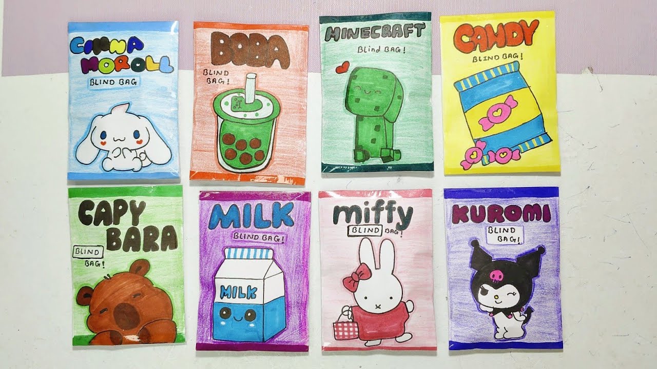 How To Make 8 Cute Paper Blind Bags ✨ Cinnamoroll, Kuromi, Boba, Minecraft Blind Bag Tutorial