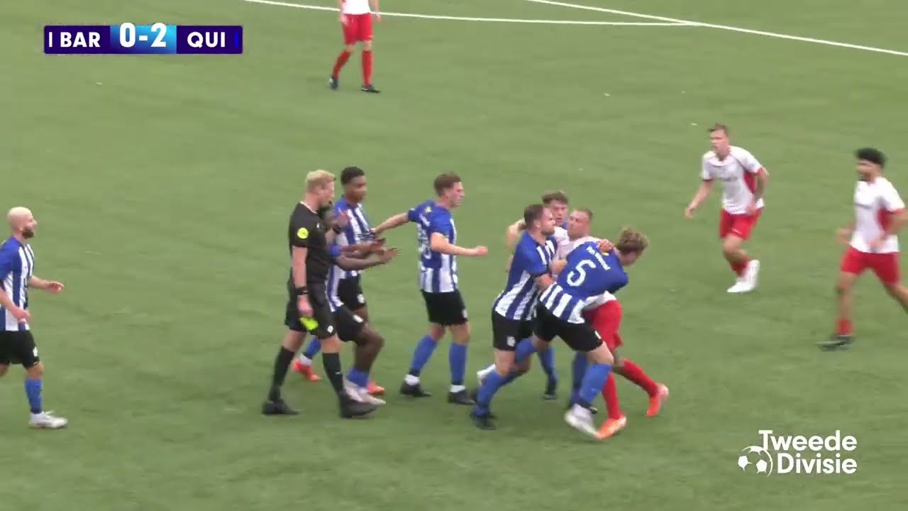 MASSALE vechtpartij vlak voor rust, met 3x ROOD voor BVV spelers | Samenvatting BVV - Quick Boys