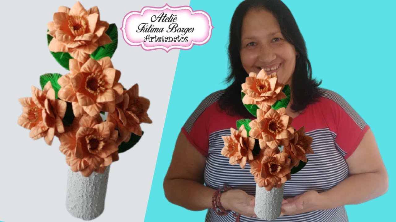 FLOR DO CARIBE EM EVA COM FRISADOR -( SIMPLES E RÁPIDA)