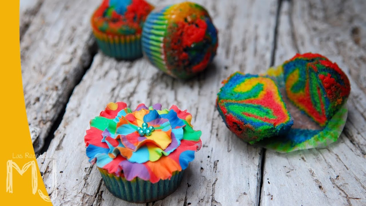 Ruffles Rainbow Cupcakes (Volantes de Arco Iris) | Decorando Cupcakes