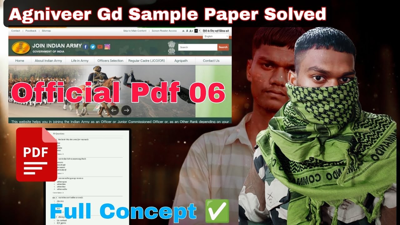 Agniveer Official Sample Paper PDf 06 Solved || Agniveer gd Questions paper 2026