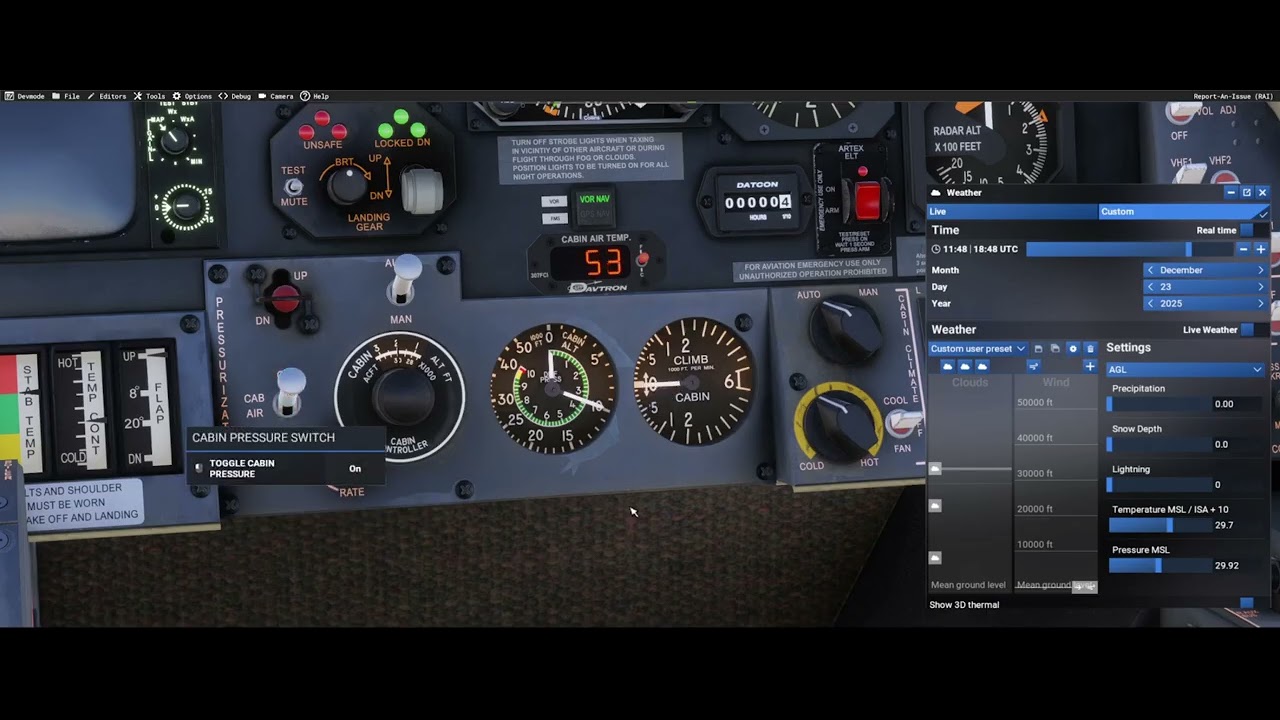 Flysimware L35A CABIN TEMPERATURE MSFS2024