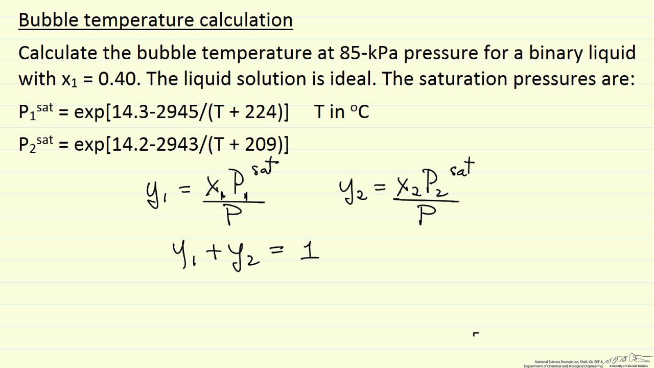 Bubble Temperature Calculation