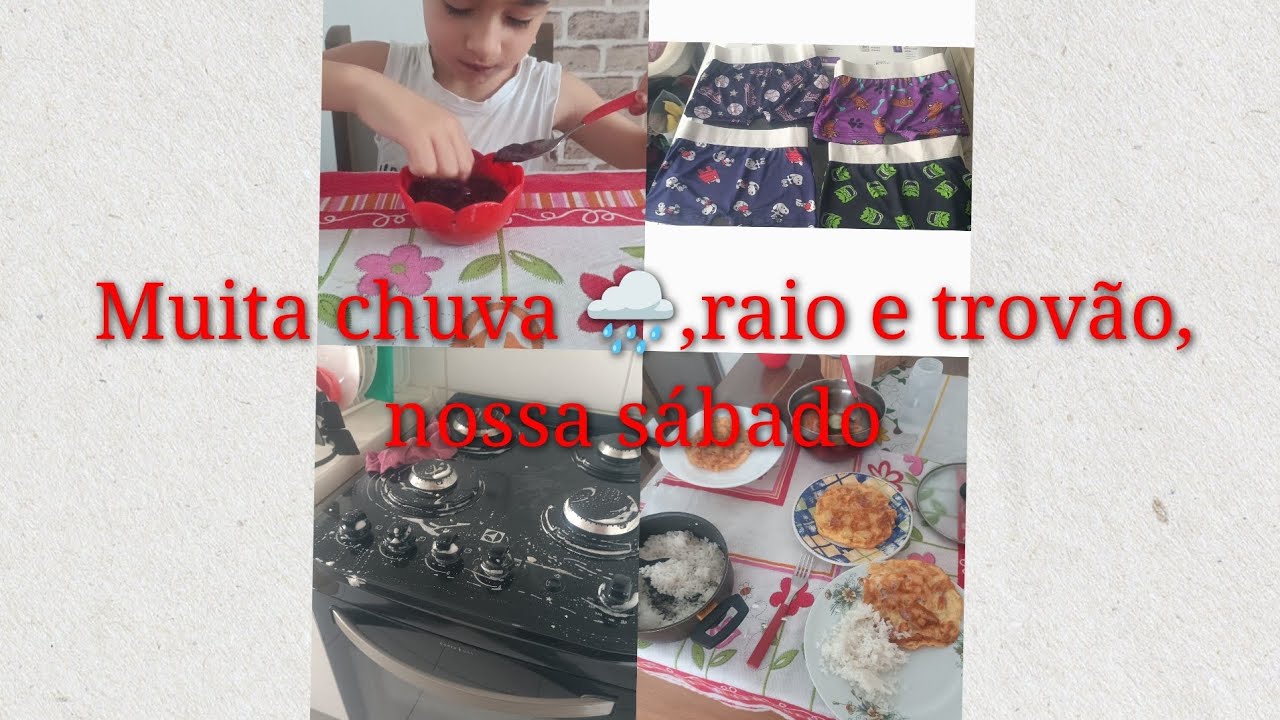 Sábado de organização, nosso almoço,choveu mto forte com granizo 