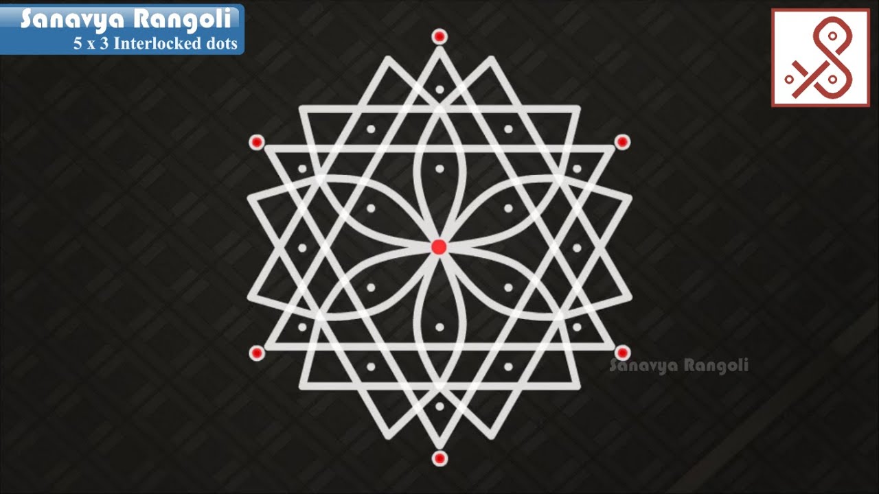 Creative and attractive 5 dots beginners kolam || Sikku kolam || kambi kolam || Chukka muggu
