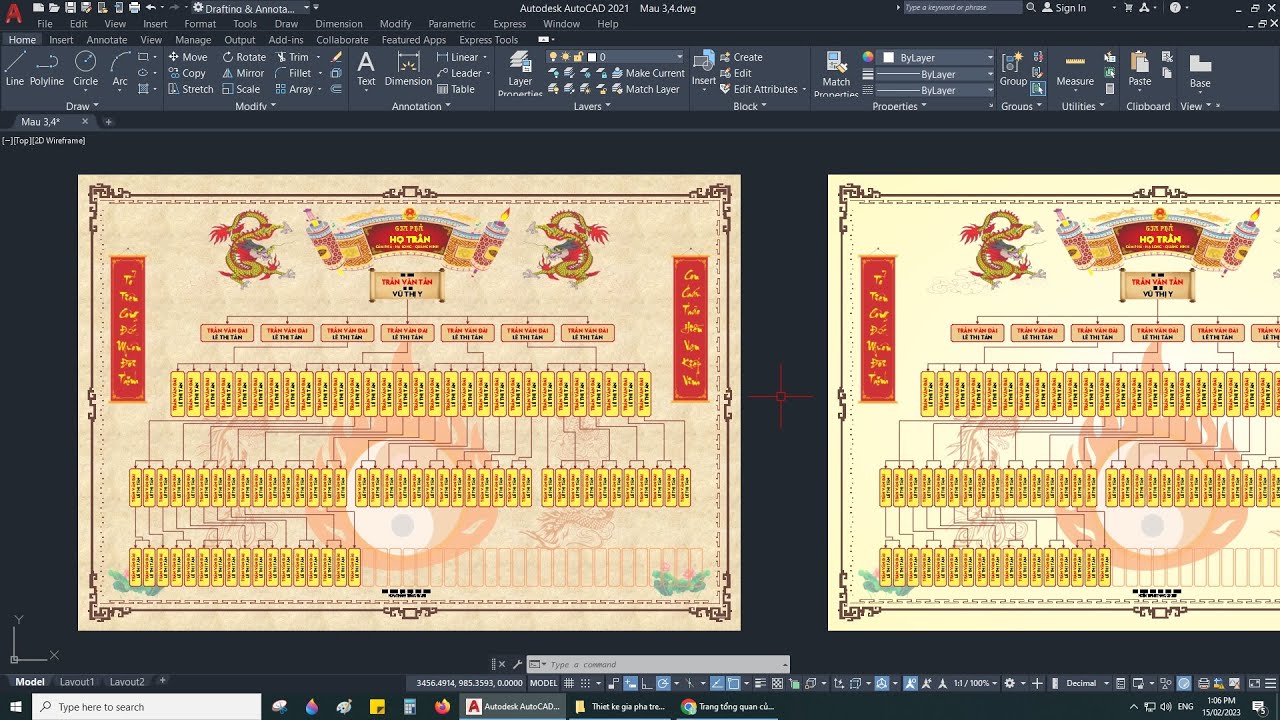 Hướng dẫn thiết kế Gia Phả trên phần mềm AutoCAD