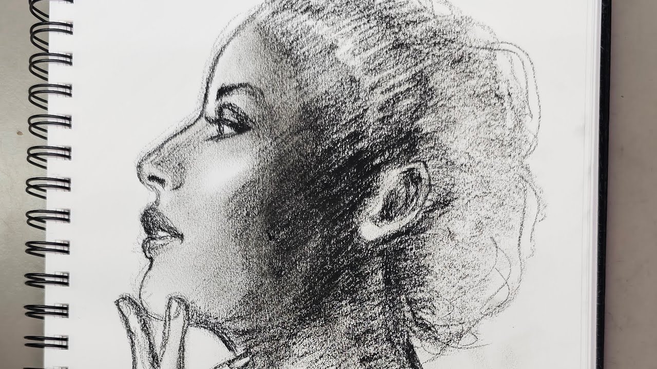 Charcoal profile drawing practice 