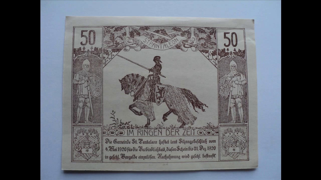 Нотгельд Австрия Schlagl Schwertberg Schlatten Georgen Marienkirchen Pantaleon Thomas Veit Steinaweg