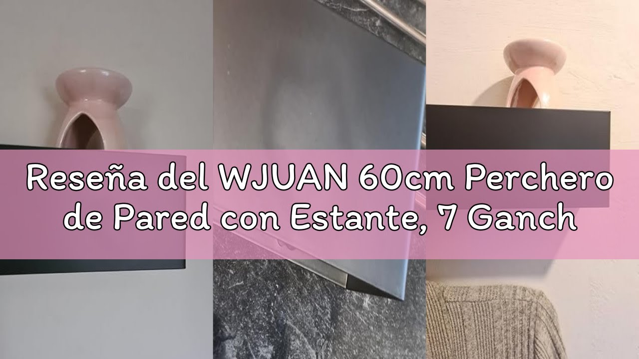 Reseña del WJUAN 60cm Perchero de Pared con Estante, 7 Ganchos Ocultos, Ganchos Discretos de Madera