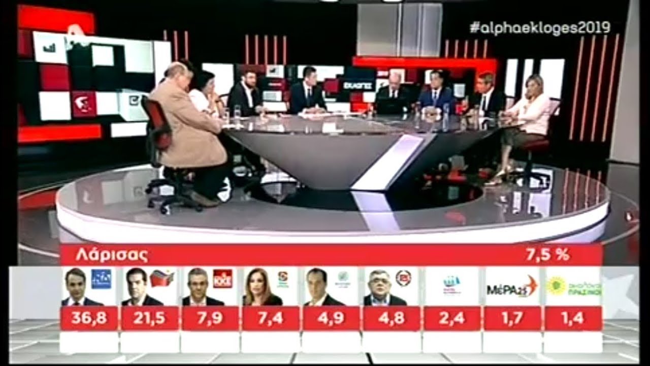 O Άδωνις Γεωργιάδης με τον Α. Σρόιτερ σε έκτακτη εκπομπή για τις ευρωεκλογές στον AlphaTV 26/05/2019