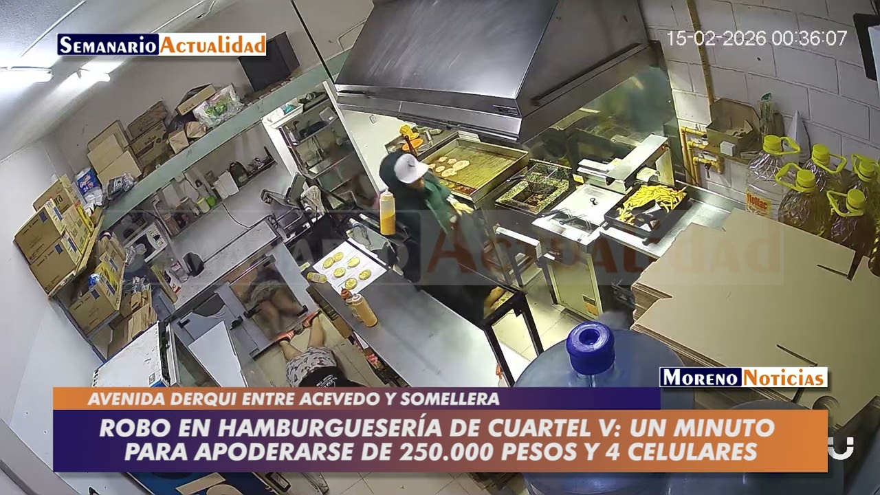 Robo en hamburguesería de Cuartel V: Un minuto para apoderarse de 250.000 pesos y 4 celulares