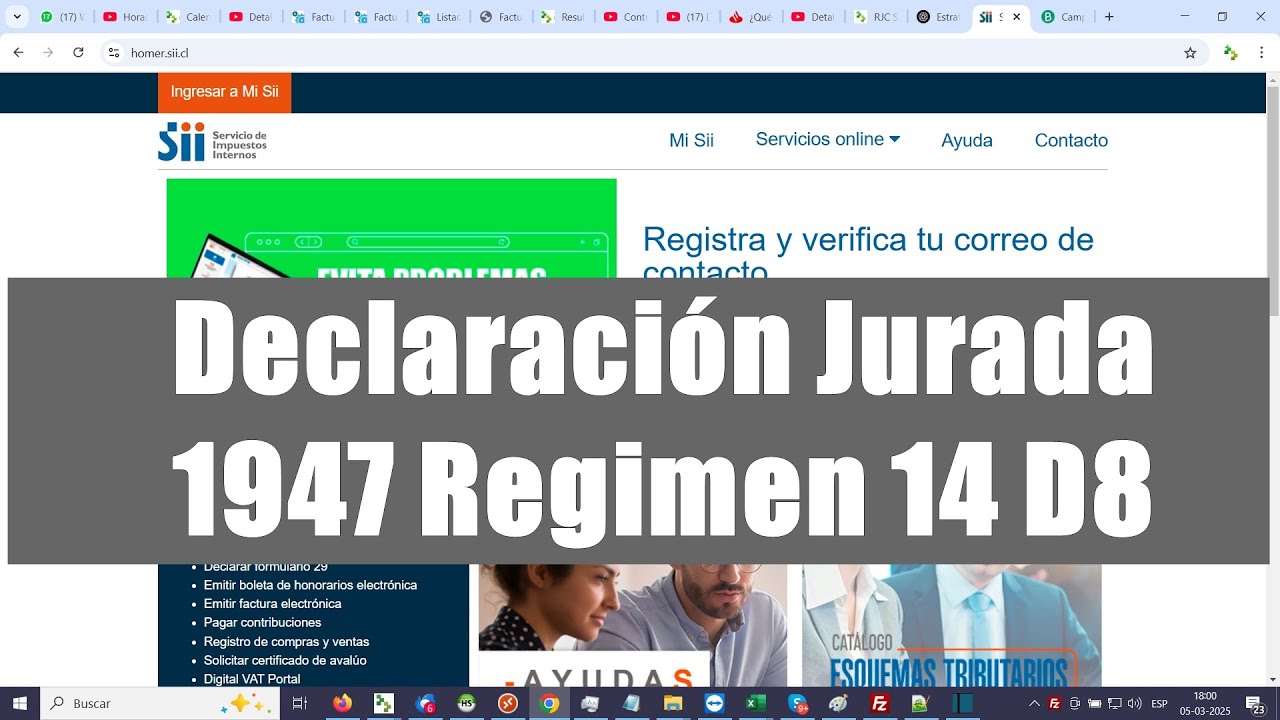 Declaración Jurada 1947 Contabilidad Simplificada 14 D-8 envio al SII