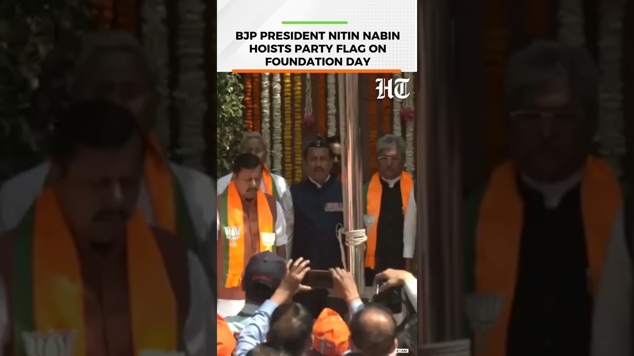 BJP Foundation Day 2026: Nitin Nabin Hoists Party Flag at Delhi Headquarters Celebration | HT India