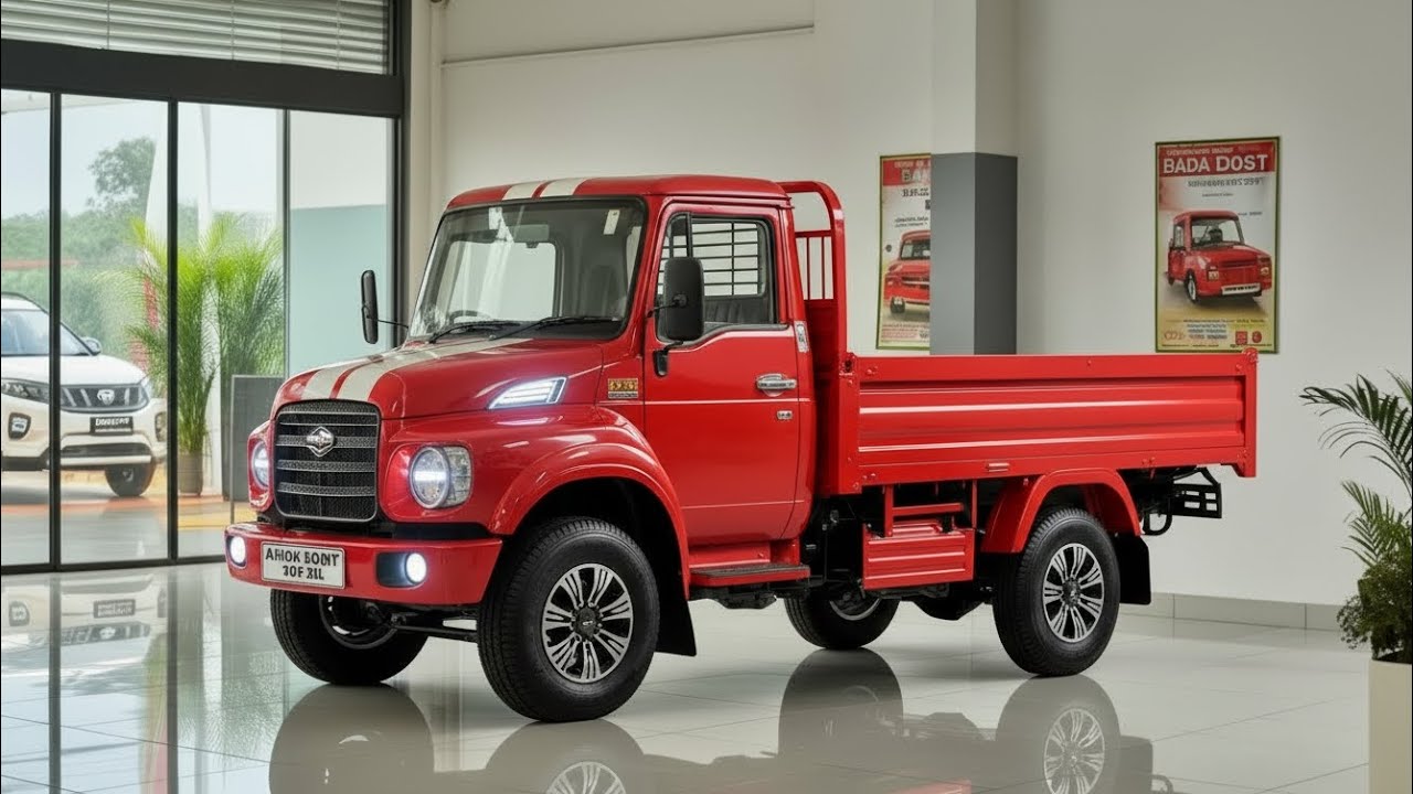 2026 Ashok Leyland Dost XL Mini Truck Review 🔥 Red Loader with White Racing Stripes Mileage, Price 