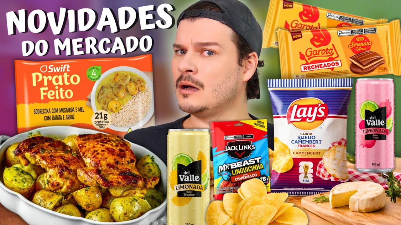 PROVANDO LAN&Ccedil;AMENTOS DE MERCADO/MARMITA CONGELADA DA SWIFT, BATATA LAYS DA COPA, CHOCOLATE, LIMONADA